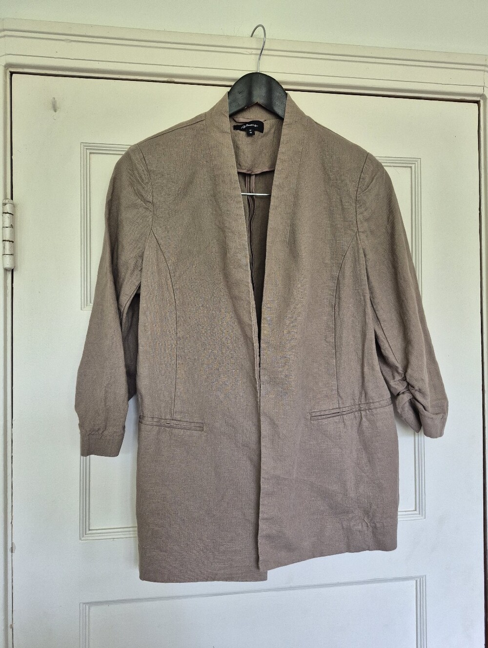 Linen Blend Blazer Jacket Tan Medium Reitmans